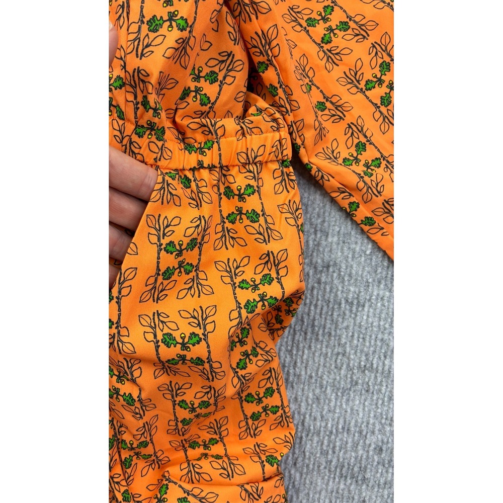 SHEIN X Womens S Orange Floral Jumpsuit Long Sleeve Jogger NWT Botanical - Picture 10 of 10